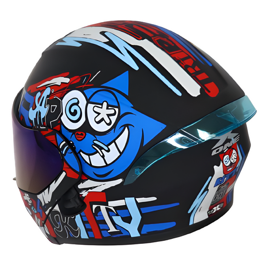 Casco Abatible X-One "Kitt" - Edición Crazy Cat (Visor Azul)