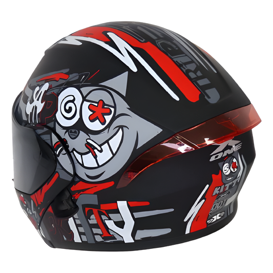 Casco Abatible X-One "Kitt" - Edición Crazy Cat (Gris/Rojo)