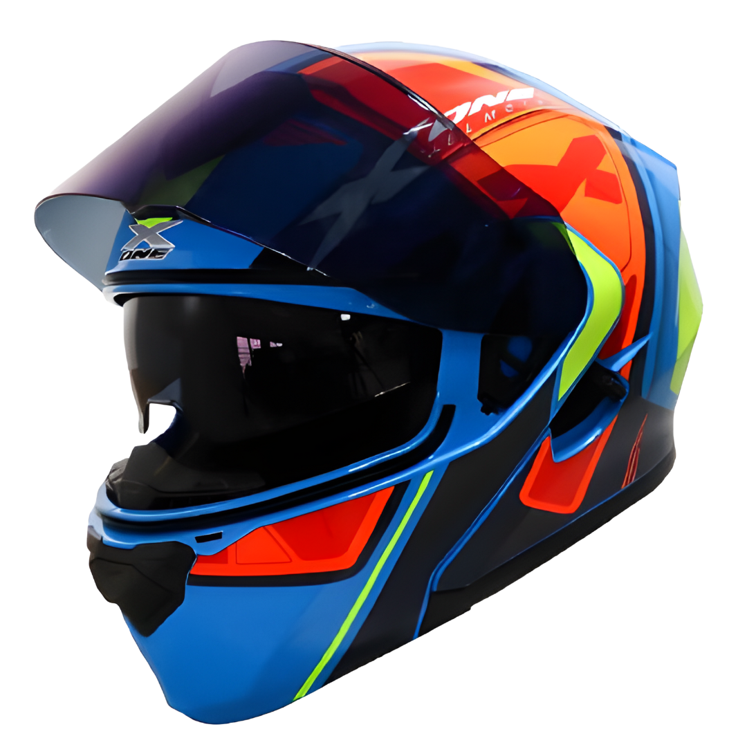 Casco Abatible X-One "Puzzle" - Edición Sport (Azul/Naranja)