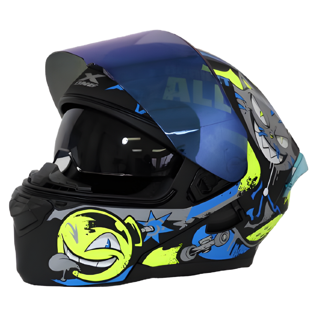 Casco Abatible X-One 3000GT - Edición "Burn It All" (Gris/Azul)
