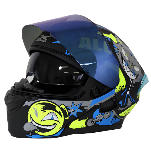 Casco Abatible X-One 3000GT - Edición "Burn It All" (Gris/Azul)