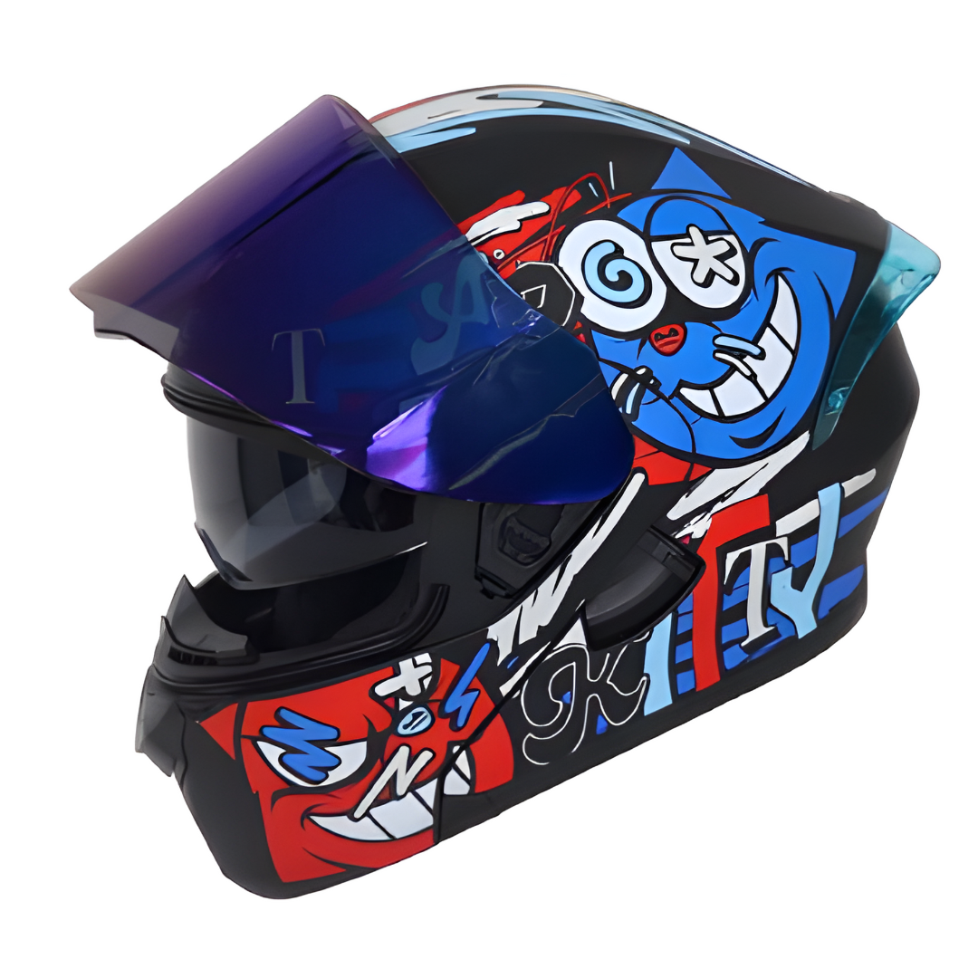 Casco Abatible X-One "Kitt" - Edición Crazy Cat (Visor Azul)