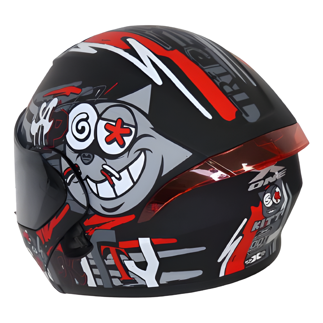 Casco Abatible X-One "Kitt" - Edición Crazy Cat (Gris/Rojo)
