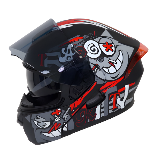 Casco Abatible X-One "Kitt" - Edición Crazy Cat (Gris/Rojo)