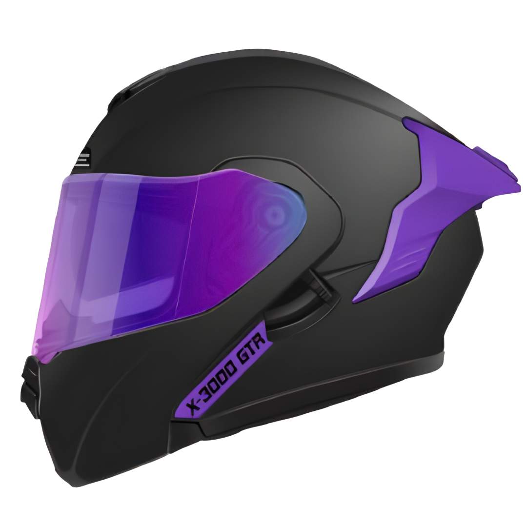 Casco Abatible X-One "Solid" - Edición Purple Stealth (Negro Mate)