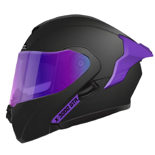 Casco Abatible X-One "Solid" - Edición Purple Stealth (Negro Mate)