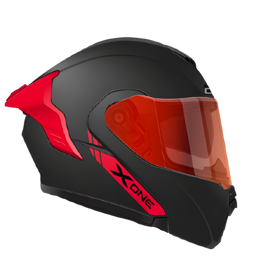 Casco Abatible X-One "Solid" - Edición Red Stealth (Negro Mate)