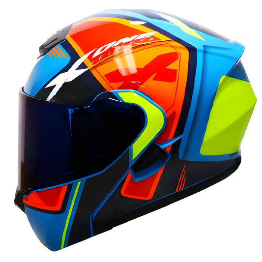 Casco Abatible X-One "Puzzle" - Edición Sport (Azul/Naranja)