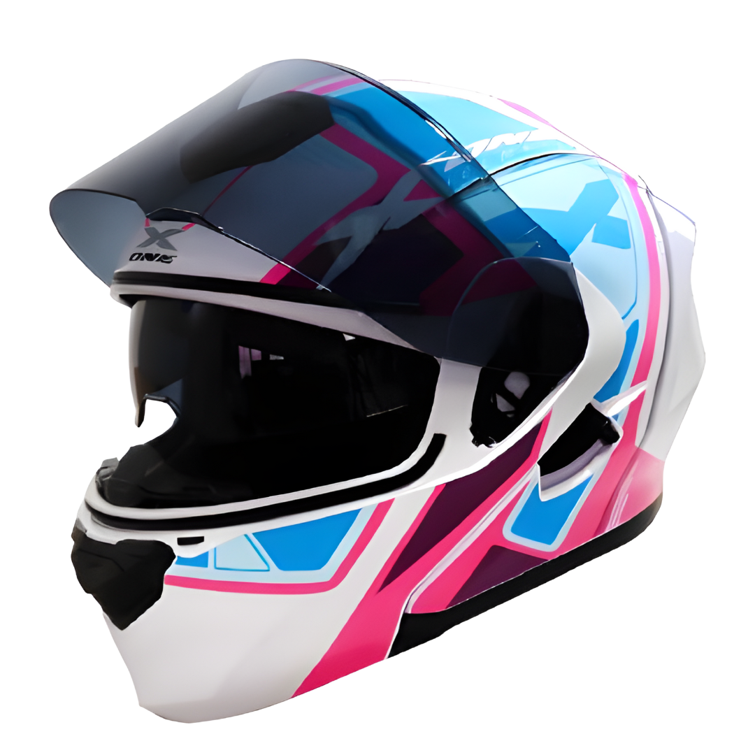 Casco Abatible X-One "Puzzle" - Edición Sport (Blanco/Fucsia)